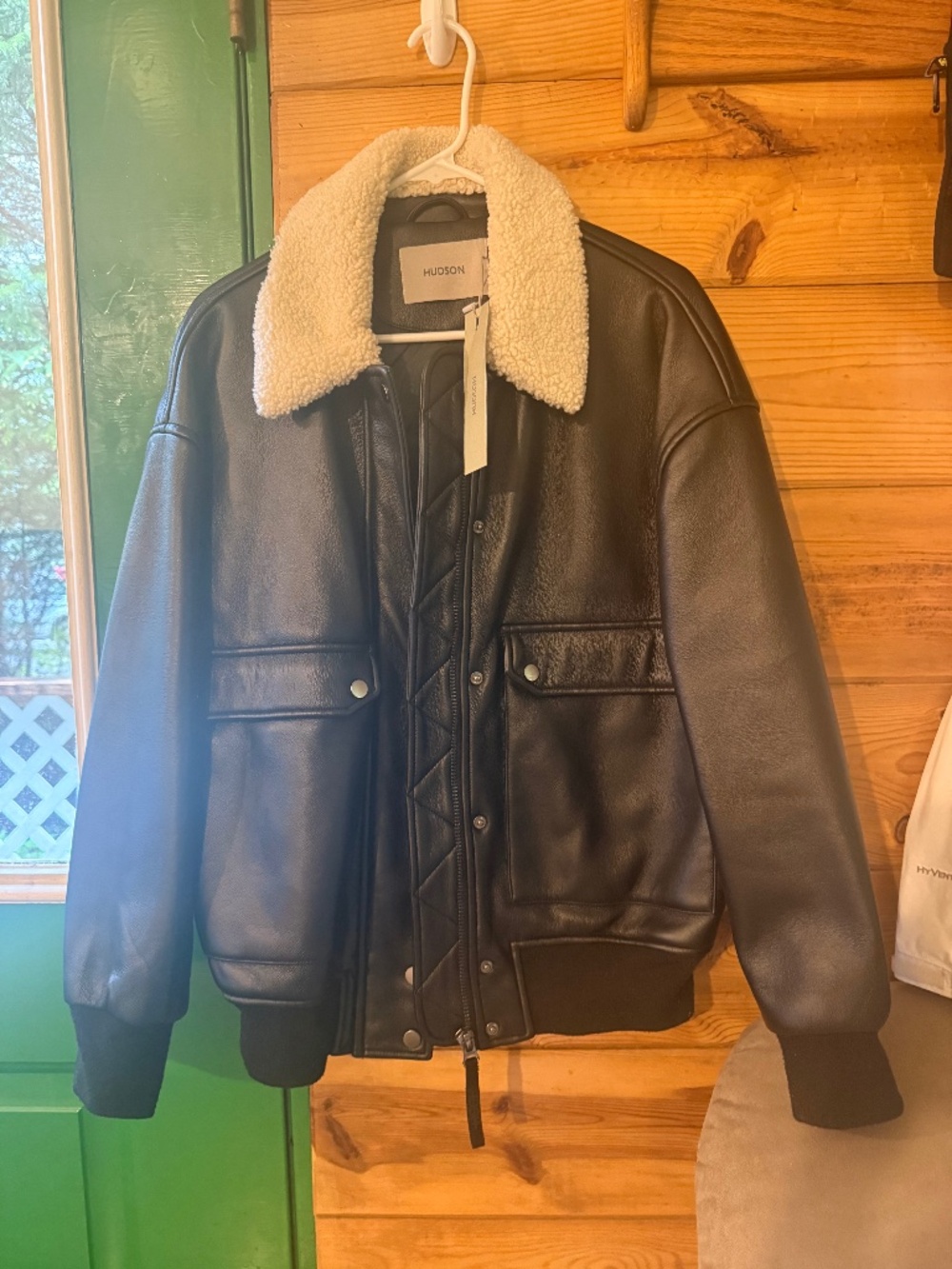 HUDSON vegan insulated leather bomber jacket
